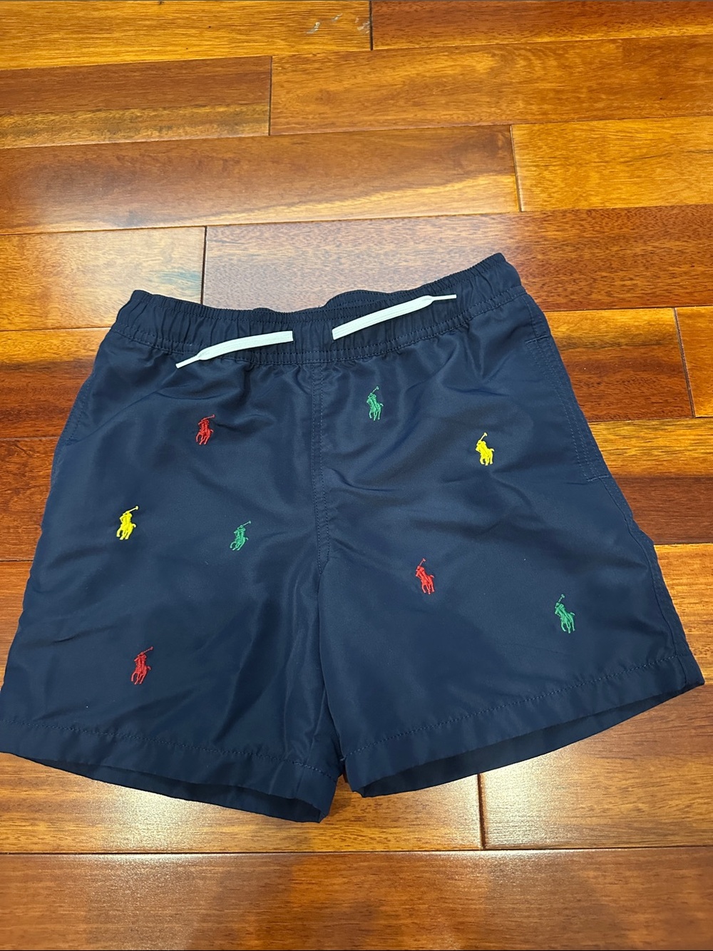 Polo by Ralph Lauren Navy Swim Trunks with Multicolor Pony Embroidery